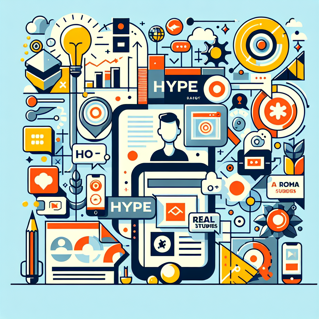 En färgglad illustration som visar en mängd teknik- och medieikoner, inklusive en mobiltelefon med ansiktsbild, textskyltar, diagram, ljusglödlampa, moln och geometriska former mot en ljusblå bakgrund.
